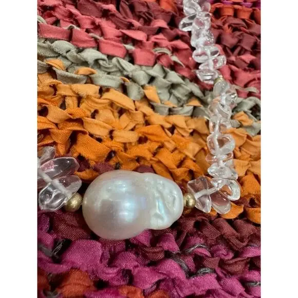 Anthropologie Rock Crystal Pearl Necklace - Picture 3 of 3